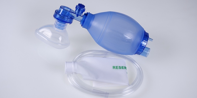 Pediatric Resuscitator Bag for Children & Infants, Silicone, with Blue Valve